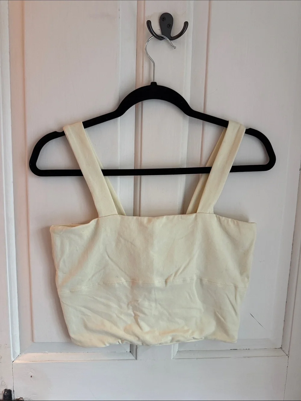 David Lerner Cream Square-Neck Crop Top with Wide Straps